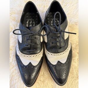 Mona Flying Women's Perforated Oxfords Wingtip Brogue Lace up Leather Shoes 8